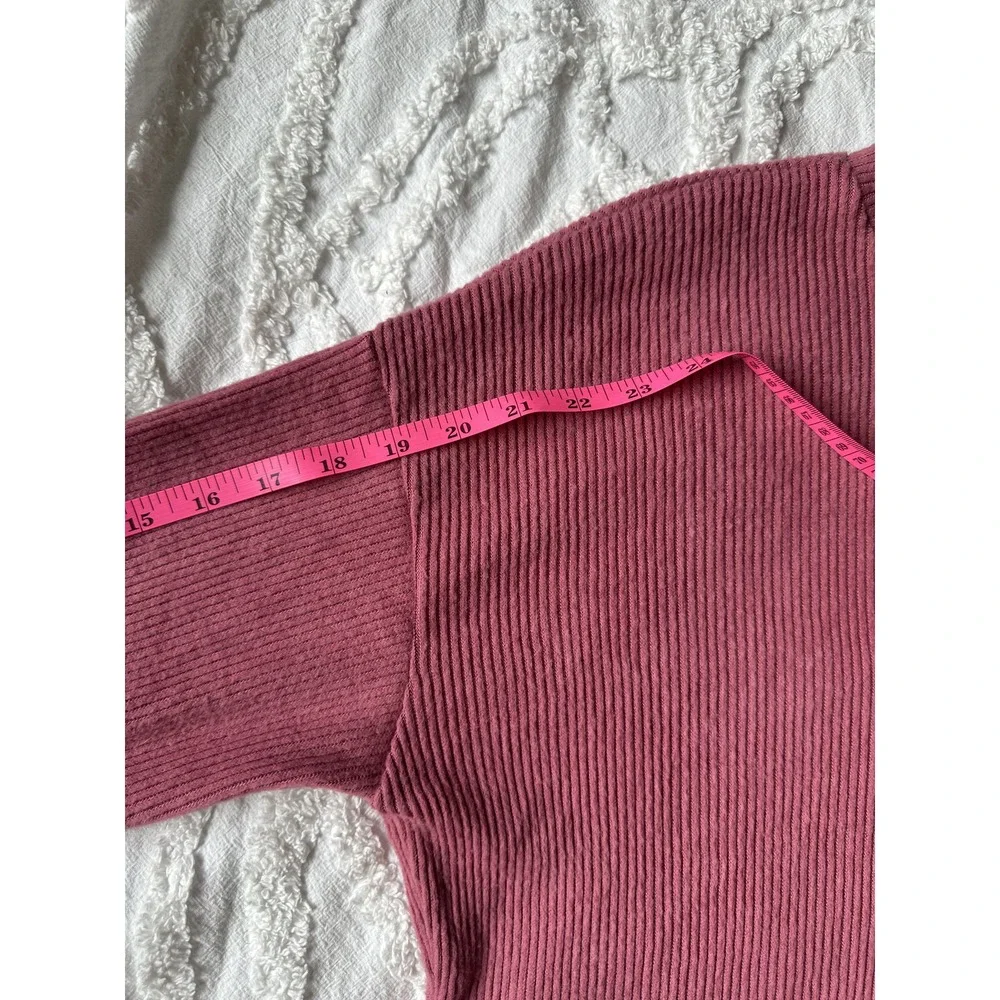 Popular 21 Chic Minimalist Ribbed Mock Neck Sweater Pullover Top Pink Size Small